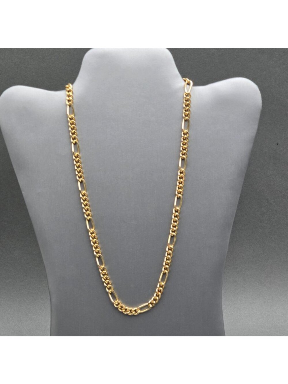 14K Gold Plated Figaro Chain Necklace 6.3mm Heavy Link 20" Unisex Jewelry - Picture 2 of 9